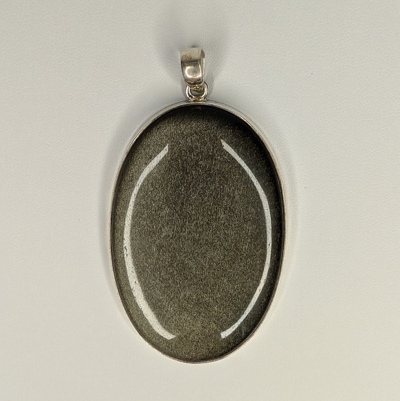Giant Silver Sheen Obsidian S925 Sterling Silver Pendant - Picture 6 of 7